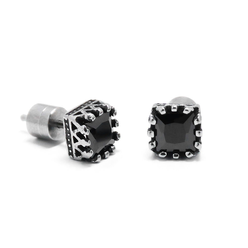 BRINCO DARK QUADRADO COROA ZIRCONIA